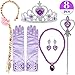 COGGIFEL Princess Rapunzel Wig Crown Scepter Gloves Necklace Earrings Rapunzel Party Gifts Princess Costumes Accessories Girls Purple