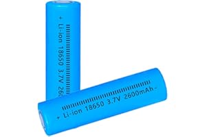 Svenirven 18650 Battery 2 Packs 3.7V 2600mAh Flat Top Battery for Flashlights, Headlamps, Doorbells, Toy Cars Blue