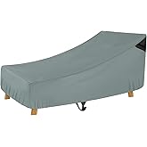 JUSTHUNDER Waterproof Patio Chaise Lounge Chair Cover, 420D Oxford Outdoor Lounge Chair Cover with Air Vents, Windproof Straps & Elastic Hem, UV Resistant All-Season Protection 76L x 32W x 32H inch