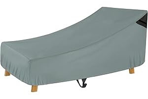 JUSTHUNDER Chaise Lounge Cover, 420D Waterproof Outdoor Lounge Chair Cover with Heavy Duty Material, Gray Patio Chaise Lounge Covers for Outdoor Protect 76L x 32W x 32H inch