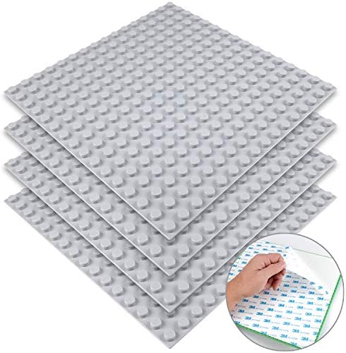 CLOURF Double Building Baseplates/Peel-and-Stick Baseplates - 10 Inch x 10 Inch - Compatible with Most Major Brands Double of Building Bricks