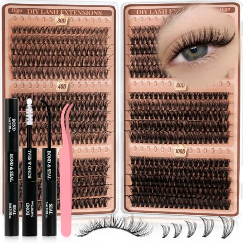 Higu Clace 580 Pieces Eyelash Extensions 30-40-50-60-80-100D | Lash Extension Set Artificial Eyelashes for Eyelash Extension at Home DIY Eyelash Extensions for Beginners (10-18 mm)