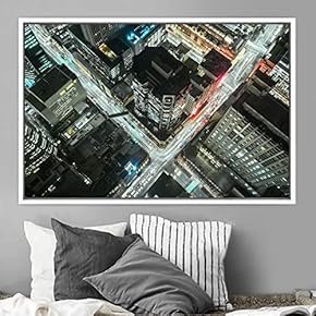 signwin Framed Canvas Wall Art City Illuminations Aerial...