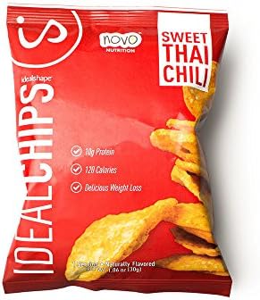 IdealShape Chips, IdealChips, Sweet Thai Chili, 10g Protein, 120 Cals, Low Carb, Weight Loss, Baked, 1.06oz Bag, 7 Count, Packaging May Vary
