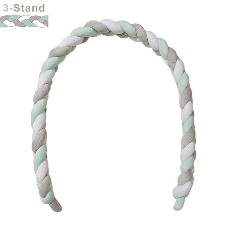 Minetom 220/150CM Bettumrandung Baby Krippe Stoßstange Krippe Baby Nestchenschlange 4 Weben Bettumrandung für Babybett Bettau