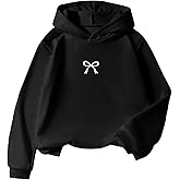 WDIRARA Girl's Bow Graphic Hoodies Long Sleeve Hooded Sweatshirts Pullover Tops
