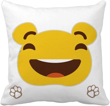 Amazon 黄色のかわいい素敵なオンラインチャット絵文字イラストパターンの笑い泣き声 枕カバーを放り投げてスクエアベア 50cm X 50cm 枕カバー ピローケース オンライン通販