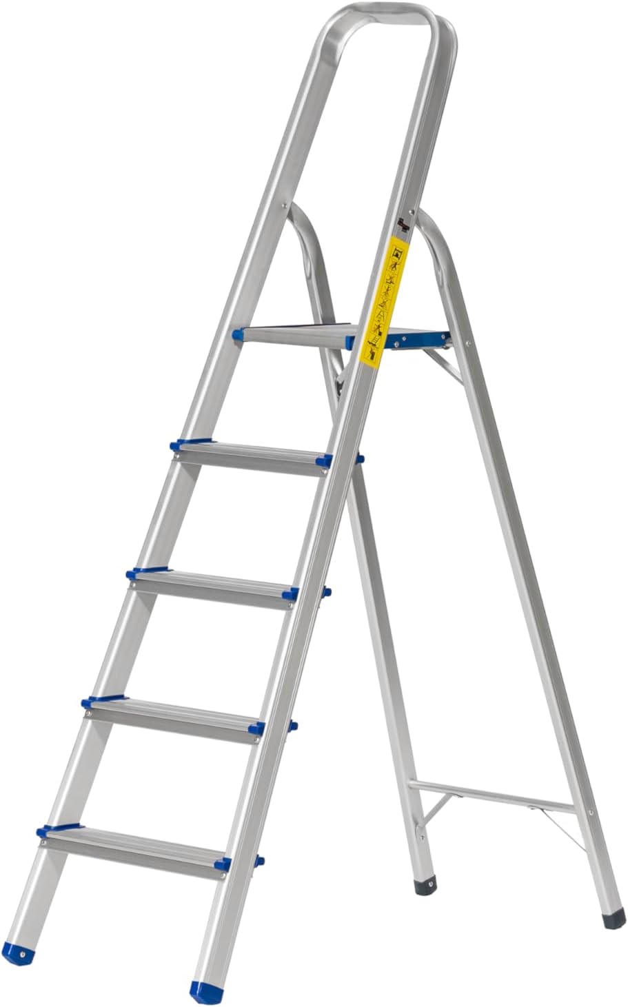 The Workplace Depot 5-Step Aluminium Step Ladder 150kg Capacity Handrail