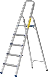 The Workplace Depot 5-Step Aluminium Step Ladder 150kg Capacity Handrail