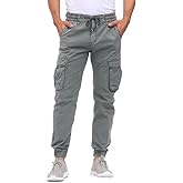 LEPOAR Men's Hiking Cargo Pants Joggers Slim Fit Stretch Lightweight Casual Work Pants with Pockets Drawstring Waist