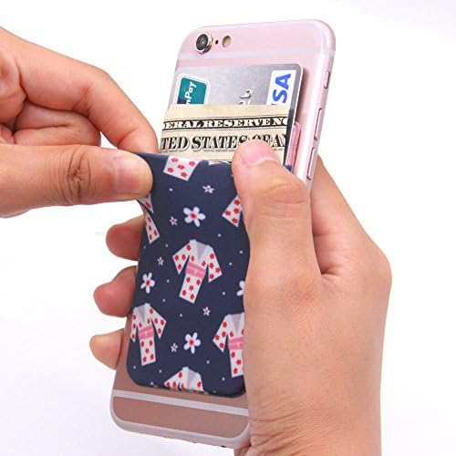 Lycra Cell Phone Card Holder, Sticker Firmly Adhesive Stick Back Cover Credit Card Holder Pouch Pocket for Mobile Cell Phones(cute style)