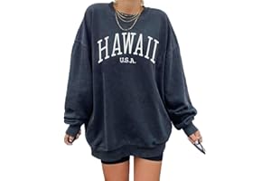Langwyqu Women's Oversized Sweatshirt Los Angeles California Crewneck Long Sleeve Casual Loose Pullover Tops