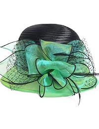 Kentucky Derby Dress Church Cloche Hat Sweet Cute Floral Bucket Hat (Green)
