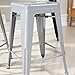 BELLEZE Metal Dining Room Stackable Chairs, Indoor Outdoor Weather Resistant Industrial Vintage Stool for Patio Kitchen Cafe Bistro Restaurant Farmhouse 26-inch [Set of 6] - Wyatt (Silver)