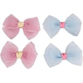 Hot&Sattion 4 Colors 4Inch Hair Bows Clips Large Big Chiffon Ribbon Hair Bows Alligator Clips Hair Accessories for Girls Toddler Kids Children Teens