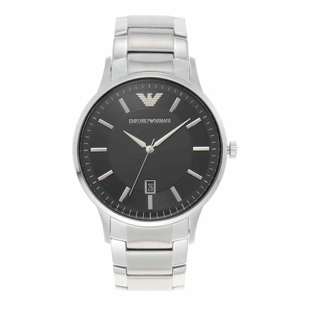 EMPORIO ARMANI Renato Men's Quartz Watch with Black Dial and Silver Stainless Steel Bracelet AR2457