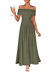 ZESICA Women's Off The Shoulder Maxi Dress 2025