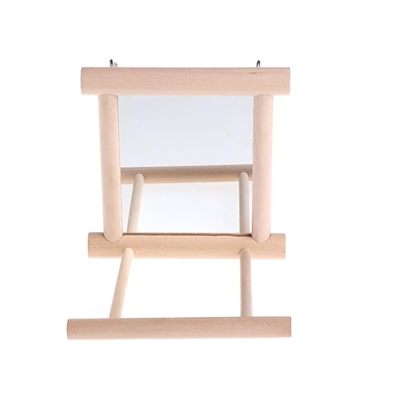 Tandou Pet Bird Spiegel aus Holz Spielen Spielzeug Sitzstange Papageien Wellensittiche Sittiche Nymphensittiche Sittiche Finc