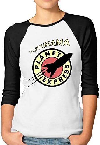 HUASHL Women's Futurama Planet Express Logo 3/4 Sleeve Baseball T Shirts Black M