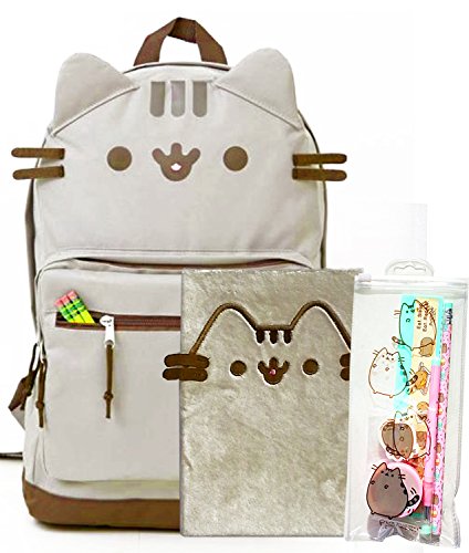 Pusheen The Cat Back To School Set â€“ Pusheen Cat Face Backpack, Pusheen Plush Notebook And Pusheen Stationery Set â€“ Gift For Student