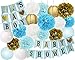 Baby Shower Decorations for Boy Baby Shower It's A BOY Bunting Banner Tissue Paper Pom Poms Paper Honeycomb Balls Paper Lanterns Blue/White/Gold Baby Boy Baby Shower Party Decorations