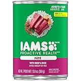 IAMS PROACTIVE HEALTH Adult With Beef and Rice Pate Wet Dog Food 13.0 Ounces (Pack of 12)