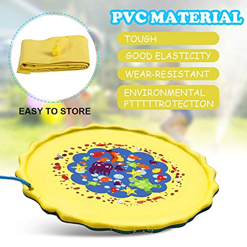 Candywe Splash Pad Kids Toys, 68" Sprinkle and Splash Play Mat Pad Toy for Children Infants Toddlers Boys Girls and Kids,Water Toys for Summer Fun Backyard Water Play Mat Outside Toys for Kids