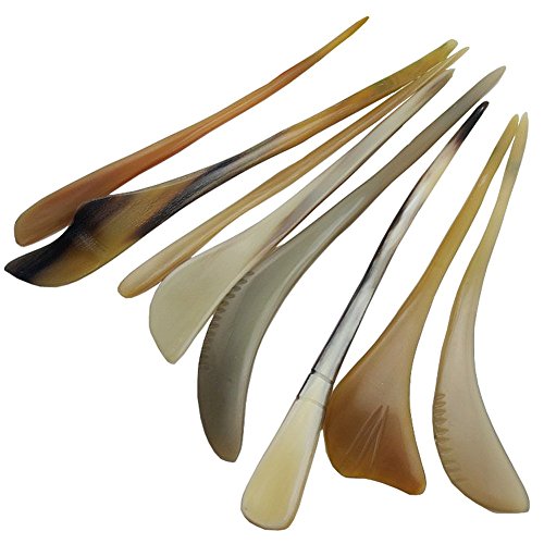 image for YOY Hair Decor 2 Count Handmade Natural Buffalo Horn Hair Sticks Shawl