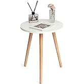 AWASEN Round Side Table, Small Accent Table Nightstand Modern End Table for Living Room Bedroom Office Small Spaces, 15.75''D x 19.69''H (White)