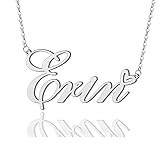 AOLO Erin Heart Name Necklace Silver Stainless