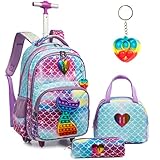 Mermaid Rolling Backpack for Girls Kids Wheels