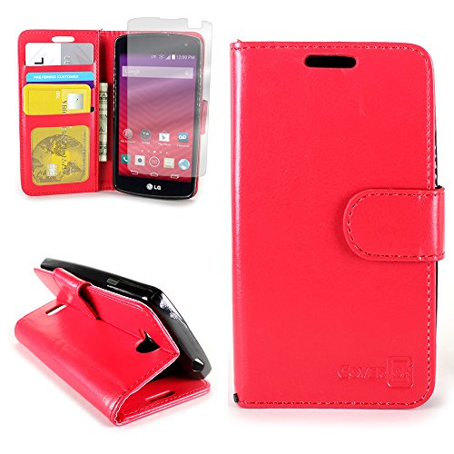 CoverON® for LG Tribute/Transpyre/Optimus F60 Wallet Case [Carryall Executive Series] Synthetic Leather Flip Credit Card Phone Cover Pouch - Red