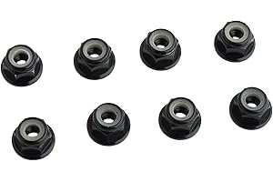 GDOOL 8PCS Flange M4 Lock Nuts Serrated Nylon Self-Tightening Aluminum M4 Wheel Hardware for Axial HPI TLR ECX Model RC Car Vehicles Upgraded Replacement Parts (Black)