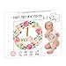 Novo Baby Girl Monthly Milestone Stickers | Set of 20 Floral Gold Stickers | Birth to 12 Months + 8 Bonus Achievement Stickers | Shower Gift for Girl