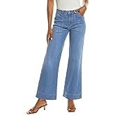 ZESICA Wide Leg Jeans for Women Trendy High Waisted Strechy Loose Straight Denim Pants with Pockets