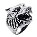 KONOV Vintage Biker Men's Wolf Head Stainless Steel Ring, Silver