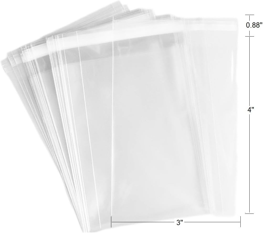 100 Pcs 3x4 2Mil Clear Flat Cello / 3
