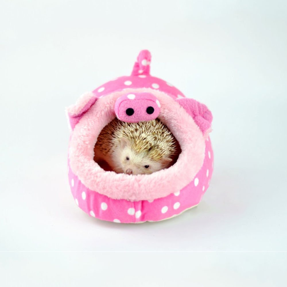Winterworm Soft Plush Pet Cave Pet Bed with Removable Pad for Hamster Hedgehog Guinea Pig Baby Cat (Pig, S)