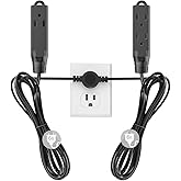 Twin Extension Cord Power Strip, 12 FT Flat Plug Extension Cord (6 FT Each Side) with 6 Outlet, 16 AWG 3 Prong Grounded Plug,