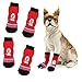 RilexAwhile Dog Socks Non-Slip Pet Cat Socks with Rubber Reinforcement Knit Three Sections Long Socks for Dogs with Traction Soles Small Medium Large Dogs Paw Protector for Indoor Wear, 4PCS (L, Red)
