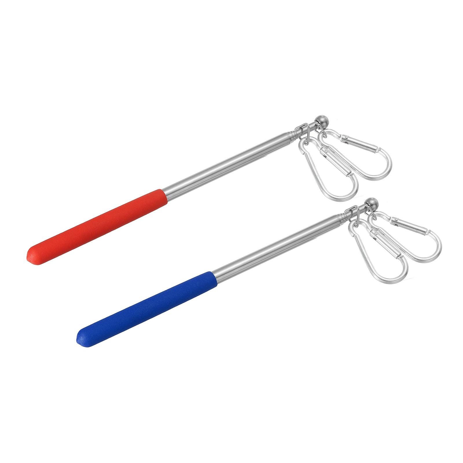 PATIKIL 3.3 Feet Telescopic Handheld Flagpoles, 2Pcs Tour Guide Flag Pole Stainless Steel Portable Collapsible Flag Pole with Clips for Teaching Pointer Training, Red, Blue