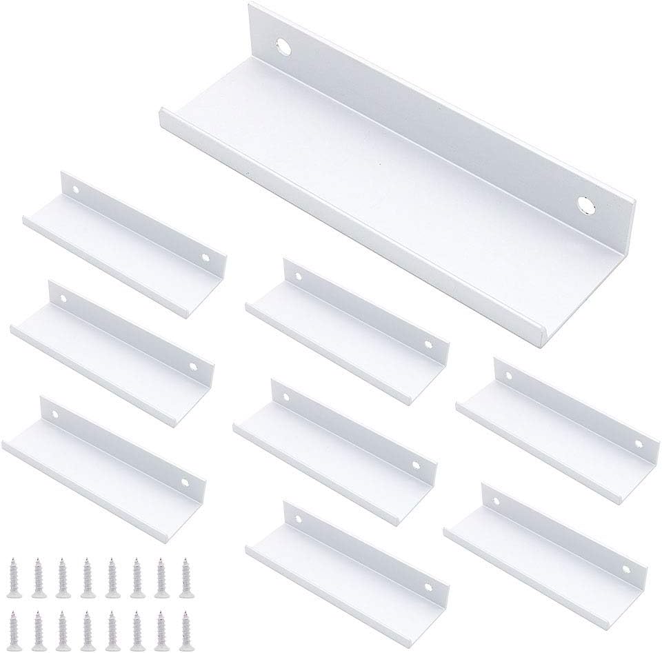 Set of 8 NUZAMAS Kitchen Lip Pull Handles, Aluminum Alloy, Silver Color, Door Handles
