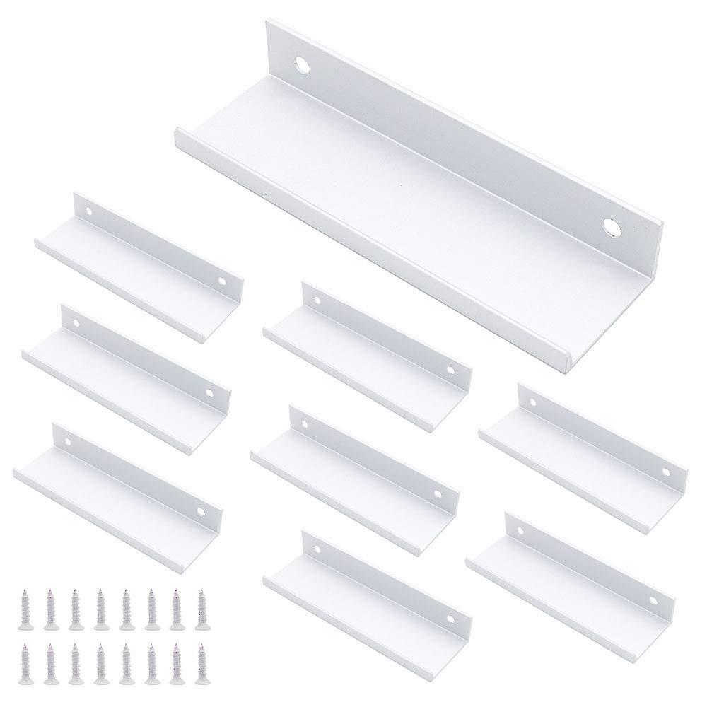 Set of 8 NUZAMAS Kitchen Lip Pull Handles, Aluminum Alloy, Silver Color, Door Handles, Concealed Finger Pull Handle for Home Kitchen Door Drawer Cabinet, 12cm