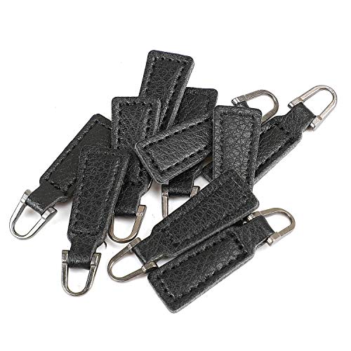 Z-COLOR 10pcs Leather Zipper Pull for Boot Jacket Bag Purse Replacement and Production (Black)