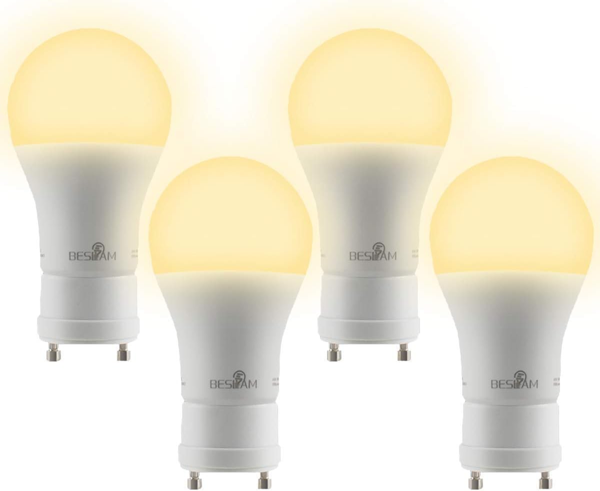GU24 Base LED Bulbs,A19 Dimmable LED Light Bulbs,7W (40W Incandescent Bulbs Equivalent),520lm,2700K Warm White,Home/Indoor Lighting,UL Listed and Energy Star,Pack of 4
