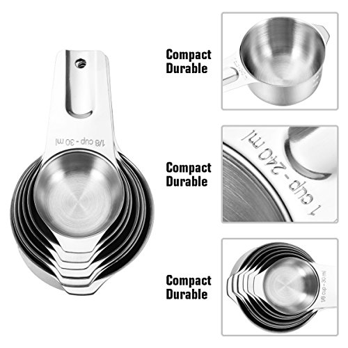 image for Measuring Cups and Spoons Set, 304 18/8 Stainless Steel by Umite Chef,