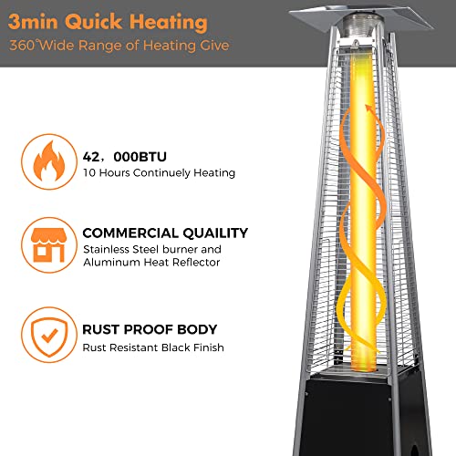 Laurel Canyon 42000 BTU Pyramid Outdoor Propane Patio Heater with Glass