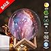 Elstey Space Night Light, 3 Colors 3D Printing Spherical Moon Lamp with Stand,5.9 Inch Glowing Decor Moon Light for Baby Kids Lover Birthday Party Gifts