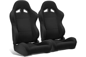 ModifyStreet 1 Pair Universal Black Pineapple Fabric Reclinable Racing Seats