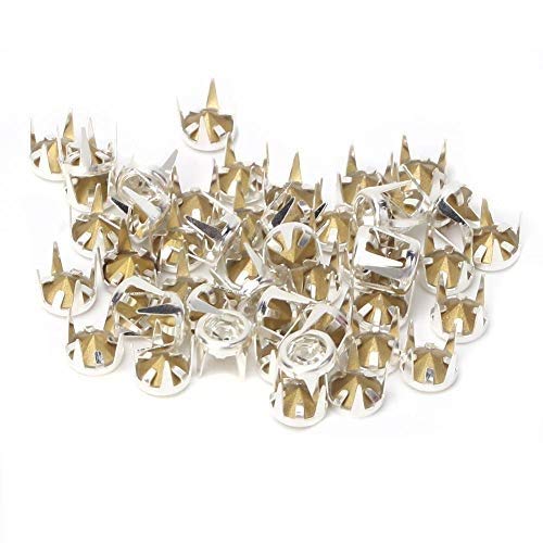 Crystal Rivets, 50Pcs Claw Rhinestone Decorative Rivets for Leathercraft DIY Crafts Clothing Bags Purses Embellishment Silver Silver Rhinestone Studs